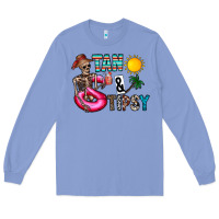 Colony Blue Tan Tipsy Long Sleeve Tee - CowhideDigitalArt