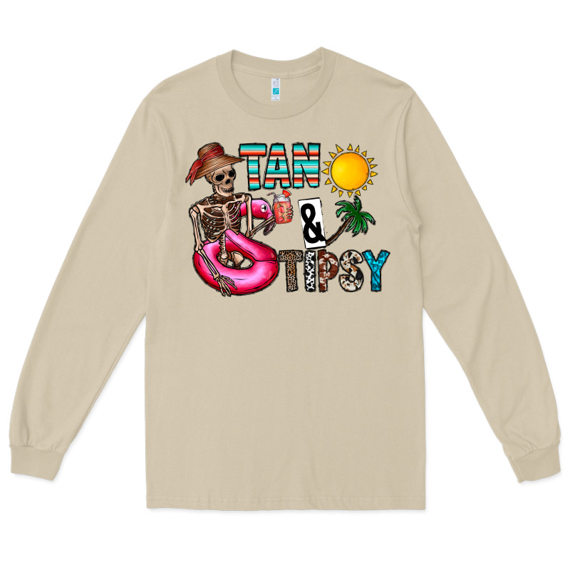 Tan Tipsy Long Sleeve Tee by CowhideDigitalArt | Teevron