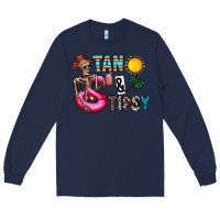 Navy Tan Tipsy Long Sleeve Tee - CowhideDigitalArt