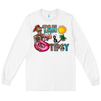 White Tan Tipsy Long Sleeve Tee - CowhideDigitalArt