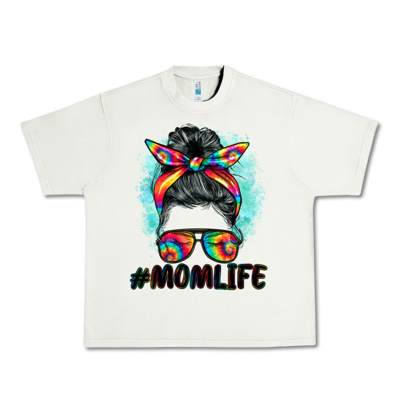 Tie Dye Momlife Messy Bun Urban Heavy Tee by BarkalooDesign | Teevron