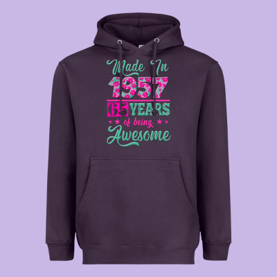 Made In 1957, 65 Years Of Being Awesome Kopya Heavyweight Hoodie Designed By Jasminsmagicworld