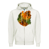 Oatmeal Heather spider leopard  halloween patch Zipper Hoodie - BundleAndBundleShop