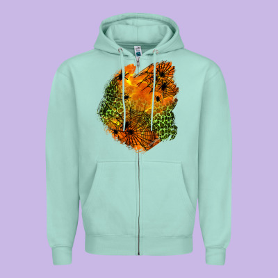 Spider Leopard  Halloween Patch Zipper Hoodie Designed By Bundleandbundleshop
