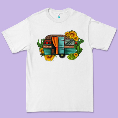 Caravan Sunflowers And Cactus Premium Tee Designed By Artiststas
