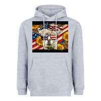 Heather Grey Western 4th Of July Llama Background Heavyweight Hoodie - LillyAllenDesigns