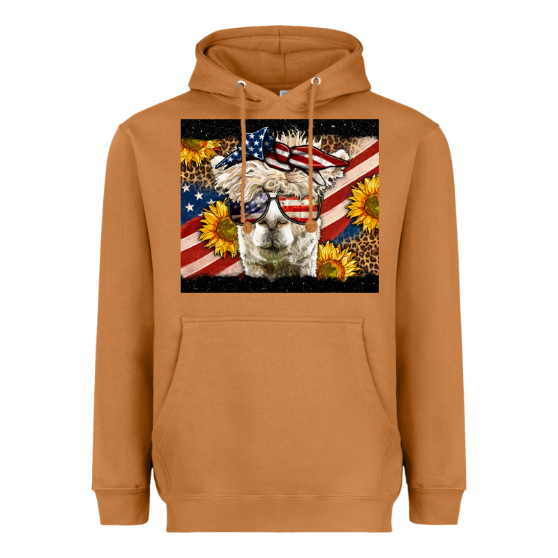 Western 4th Of July Llama Background Heavyweight Hoodie by LillyAllenDesigns | Teevron