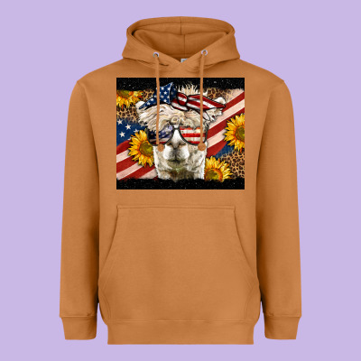 Western 4th Of July Llama Background Heavyweight Hoodie Designed By Lillyallendesigns