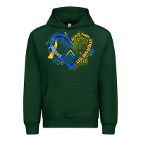 Forest Green world down syndrome day heart Urban Hoodie - Artiststas