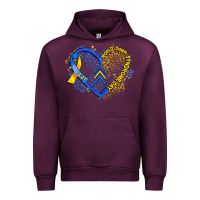 Mauve Wine world down syndrome day heart Urban Hoodie - Artiststas