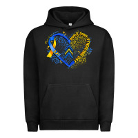 Pigment Black world down syndrome day heart Urban Hoodie - Artiststas