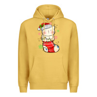 Antique Gold christmas cat in Premium Hoodie - MaliasSmallBusiness