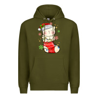 Army Green christmas cat in Premium Hoodie - MaliasSmallBusiness