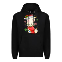Black christmas cat in Premium Hoodie - MaliasSmallBusiness