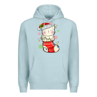 Blue Mist christmas cat in Premium Hoodie - MaliasSmallBusiness