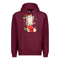 Burgundy christmas cat in Premium Hoodie - MaliasSmallBusiness