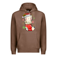 Chestnut christmas cat in Premium Hoodie - MaliasSmallBusiness