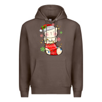 Coffee christmas cat in Premium Hoodie - MaliasSmallBusiness