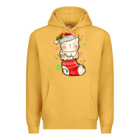 Mustard christmas cat in Premium Hoodie - MaliasSmallBusiness