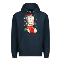 Navy christmas cat in Premium Hoodie - MaliasSmallBusiness
