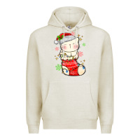 Oatmeal Heather christmas cat in Premium Hoodie - MaliasSmallBusiness