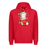 Red christmas cat in Premium Hoodie - MaliasSmallBusiness