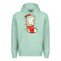 Seafoam christmas cat in Premium Hoodie - MaliasSmallBusiness
