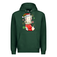 Sports Green christmas cat in Premium Hoodie - MaliasSmallBusiness