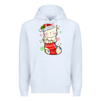 White christmas cat in Premium Hoodie - MaliasSmallBusiness