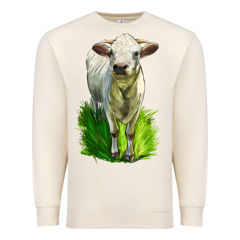 Charolais Heifer Premium Sweatshirt by LillyAllenDesigns | Teevron