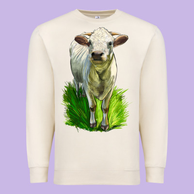 Charolais Heifer Premium Sweatshirt Designed By Lillyallendesigns