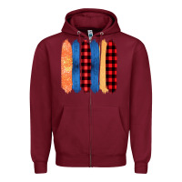 Burgundy Western Farm Life Pattern Brush Stroke Zipper Hoodie - Bettercallsaul