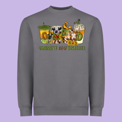 Obsessive Cow Disorder Coffee Cups Heavyweight Sweatshirt Designed By Texasbilliewilder