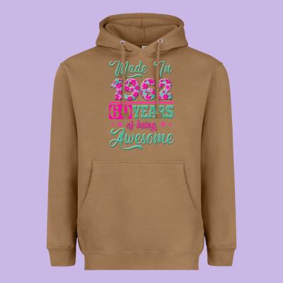 Made In 1962, 60 Years Of Being Awesome Heavyweight Hoodie Designed By Jasminsmagicworld