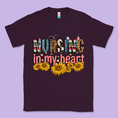 Nursing In My Heart Classic Tee Designed By Fadigitalartstudio