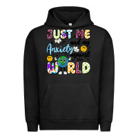Pigment Black just me and my anxiety against the world Urban Hoodie - Artiststas