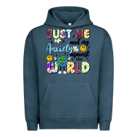 Pigment Midnight Navy just me and my anxiety against the world Urban Hoodie - Artiststas