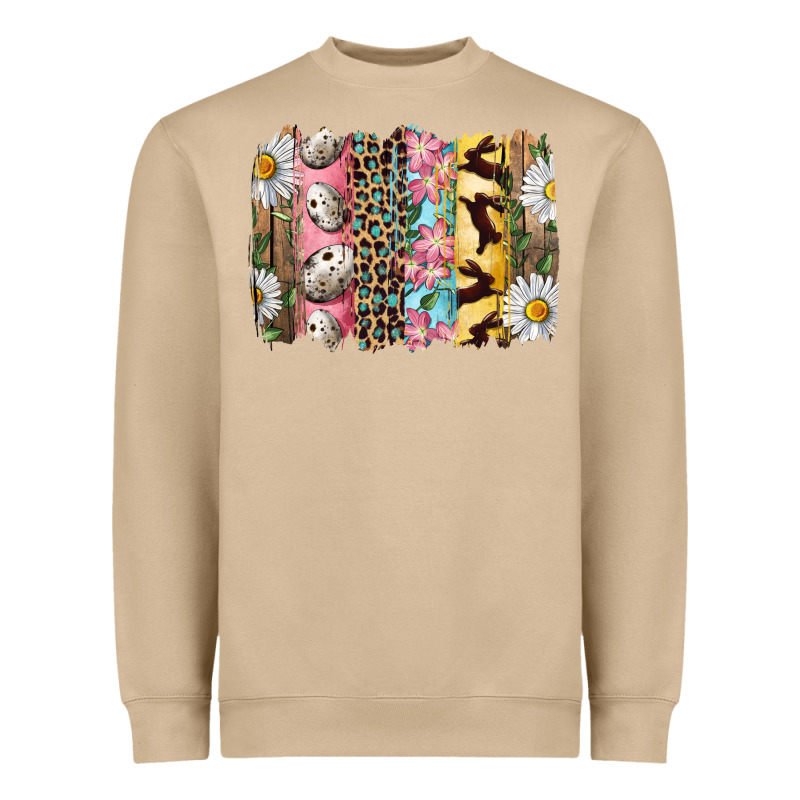Easter Brushstroke With Quail Eggs Daisy And Bunny Heavyweight Sweatshirt by RanaPortraitStore | Teevron