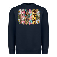 Navy Easter Brushstroke With Quail Eggs Daisy And Bunny Heavyweight Sweatshirt - RanaPortraitStore