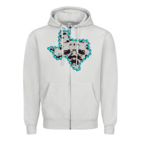 Dove Grey Texas Map Cowhide Turquoise Gemstone Zipper Hoodie - Bettercallsaul