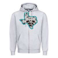 Heather Grey Texas Map Cowhide Turquoise Gemstone Zipper Hoodie - Bettercallsaul