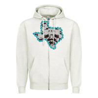 Oatmeal Heather Texas Map Cowhide Turquoise Gemstone Zipper Hoodie - Bettercallsaul