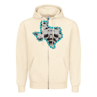 Sandshell Texas Map Cowhide Turquoise Gemstone Zipper Hoodie - Bettercallsaul