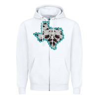 White Texas Map Cowhide Turquoise Gemstone Zipper Hoodie - Bettercallsaul