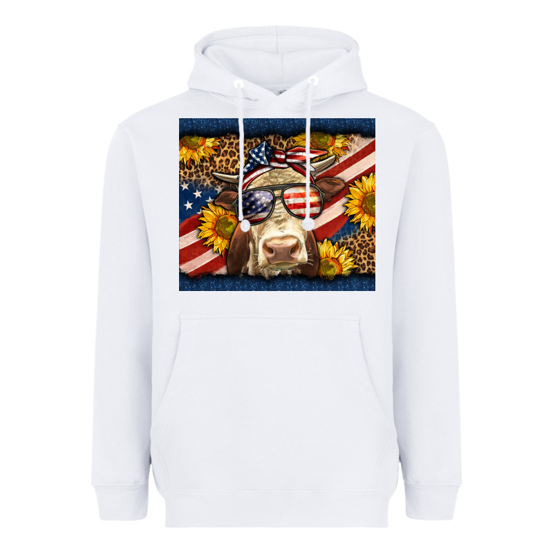 Western 4th Of July Cow Heavyweight Hoodie by LillyAllenDesigns | Teevron