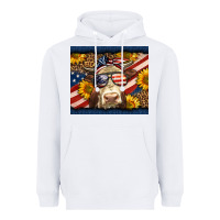 White Western 4th Of July Cow Heavyweight Hoodie - LillyAllenDesigns