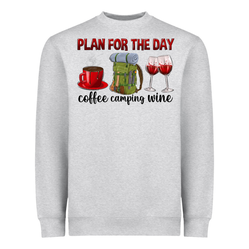 Plan For The Day Coffee Camping Wine Heavyweight Sweatshirt by texasbilliewilder | Teevron