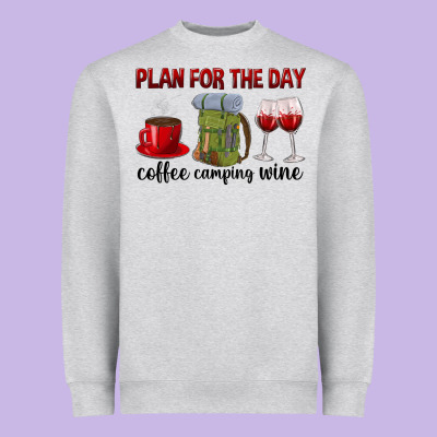 Plan For The Day Coffee Camping Wine Heavyweight Sweatshirt Designed By Texasbilliewilder