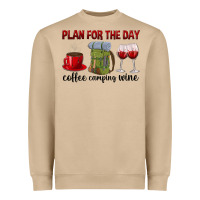 Mushroom Plan for the day coffee camping wine Heavyweight Sweatshirt - texasbilliewilder