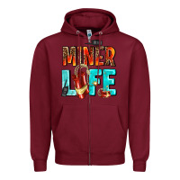 Burgundy miner life Zipper Hoodie - AdoDesignShop